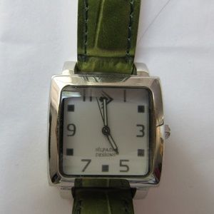 Square Faced Silvertone “Silpada” Leather Watch